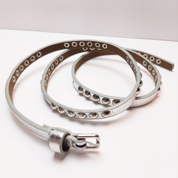 J. Crew Accessories - J.Crew Metallic Silver Studded Belt Women's